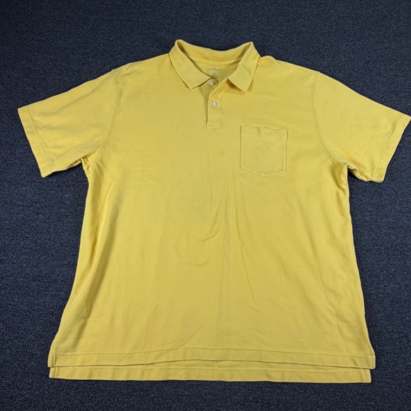 L.L. Bean Other - L.L. Bean Polo Shirt Mens XXL Pique Short Sleeve Yellow Pocket Cotton